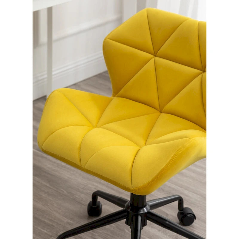 Chaise de bureau pivotante en velours capitonné avec hauteur réglable