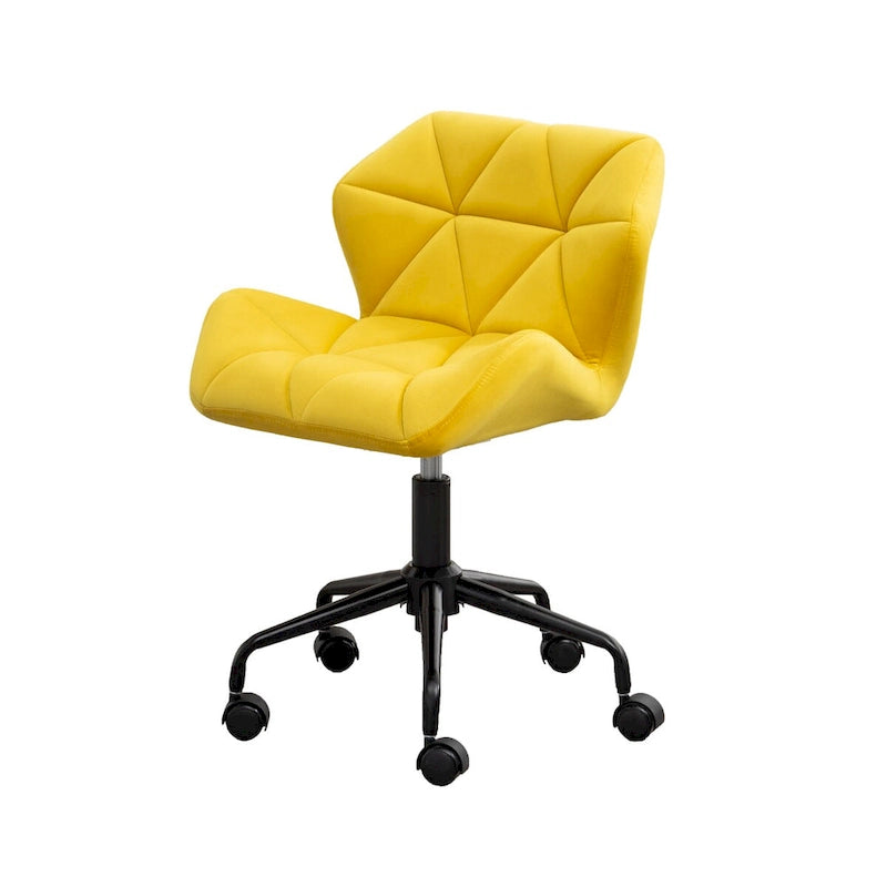 Chaise de bureau pivotante en velours capitonné avec hauteur réglable