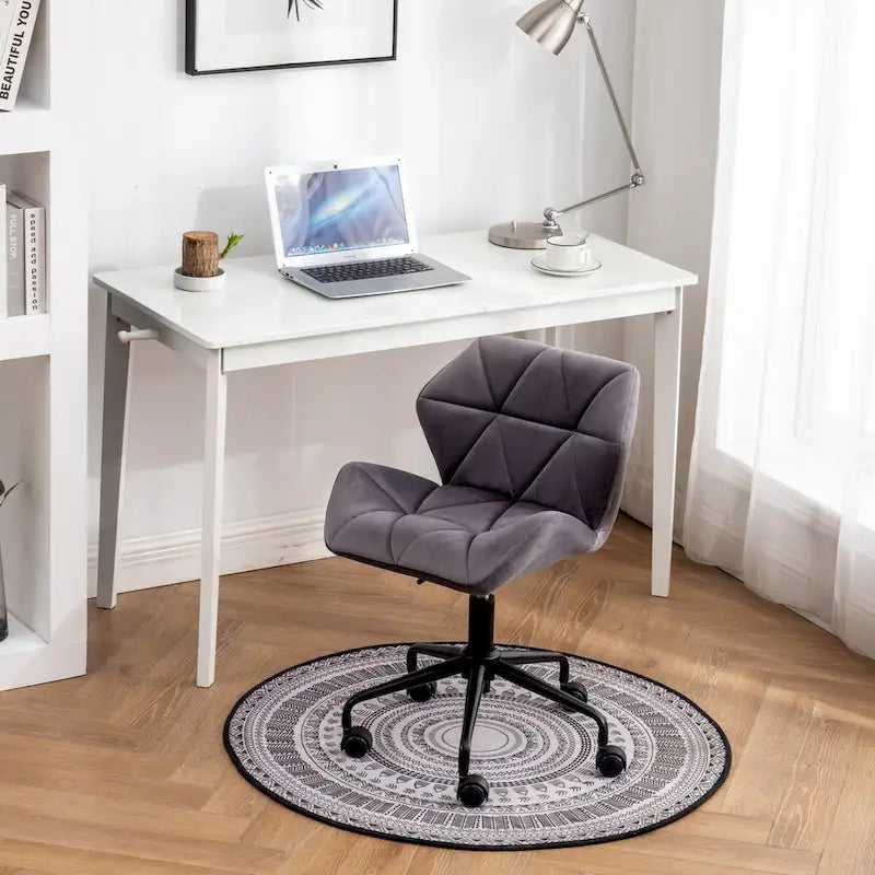Chaise de bureau pivotante en velours capitonné avec hauteur réglable