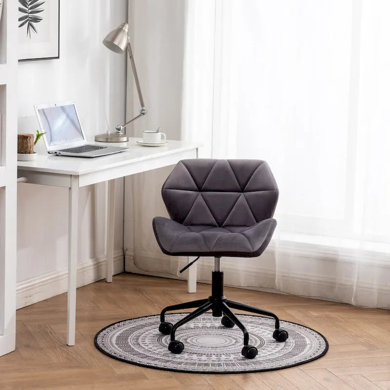 Chaise de bureau pivotante en velours capitonné avec hauteur réglable