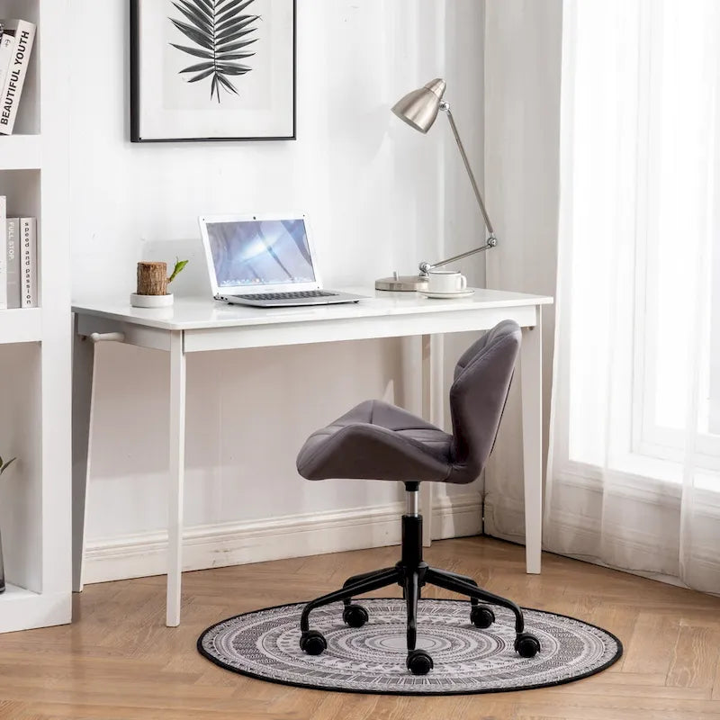 Chaise de bureau pivotante en velours capitonné avec hauteur réglable