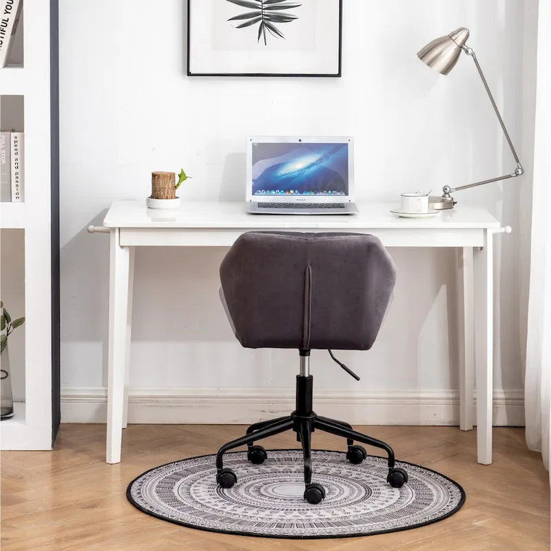 Chaise de bureau pivotante en velours capitonné avec hauteur réglable
