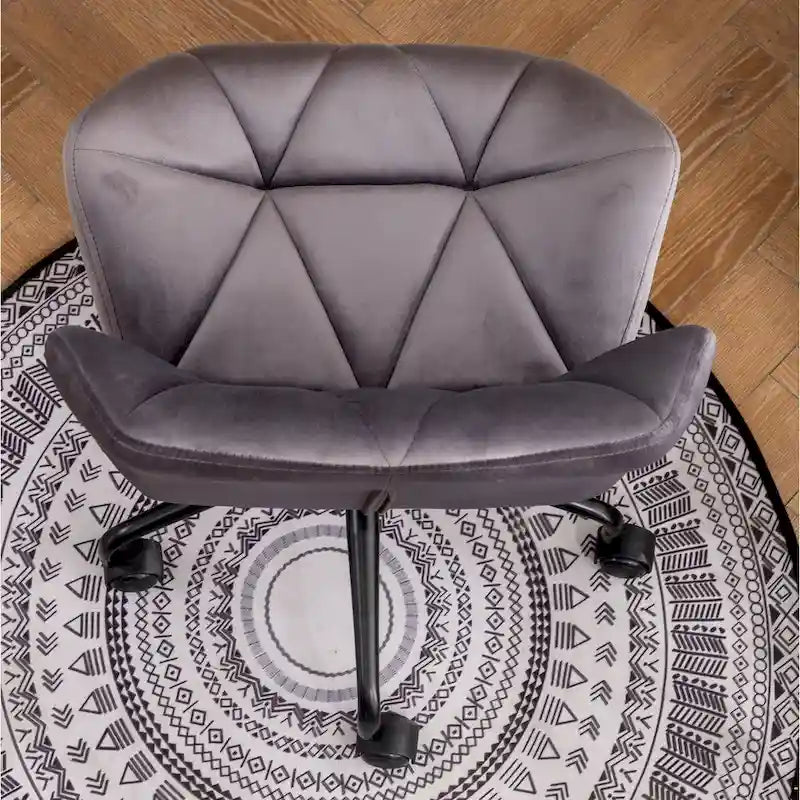 Chaise de bureau pivotante en velours capitonné avec hauteur réglable
