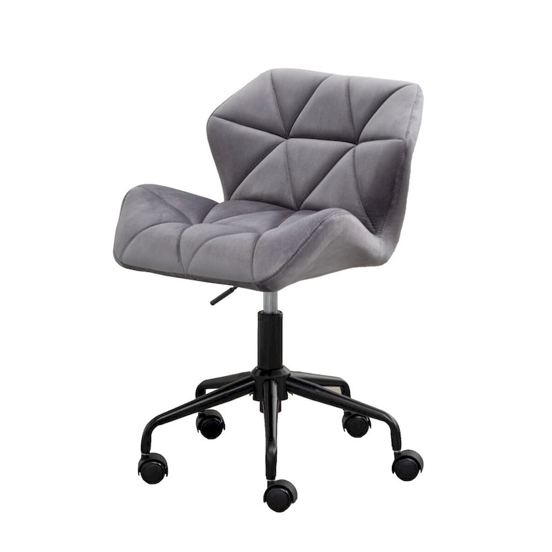 Chaise de bureau pivotante en velours capitonné avec hauteur réglable