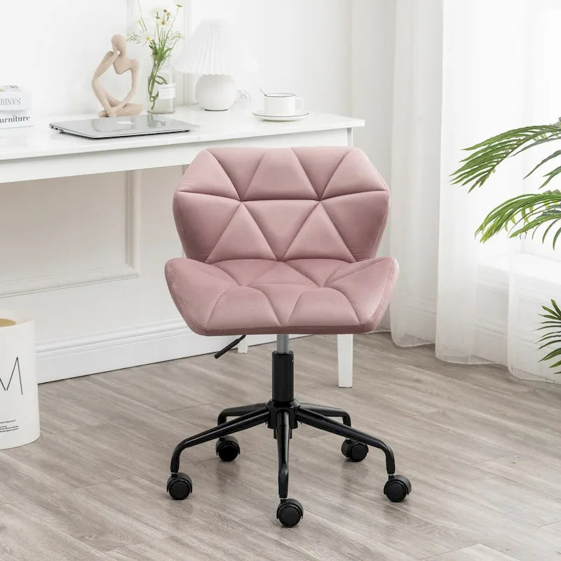 Chaise de bureau pivotante en velours capitonné avec hauteur réglable