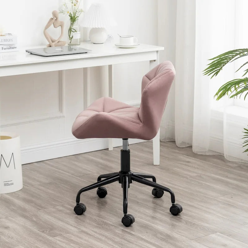 Chaise de bureau pivotante en velours capitonné avec hauteur réglable