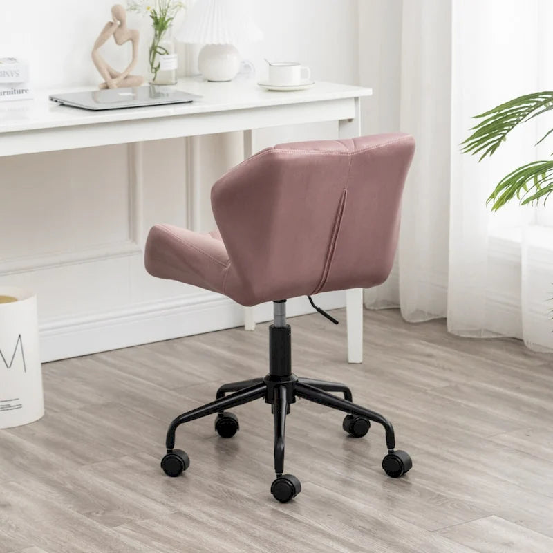 Chaise de bureau pivotante en velours capitonné avec hauteur réglable