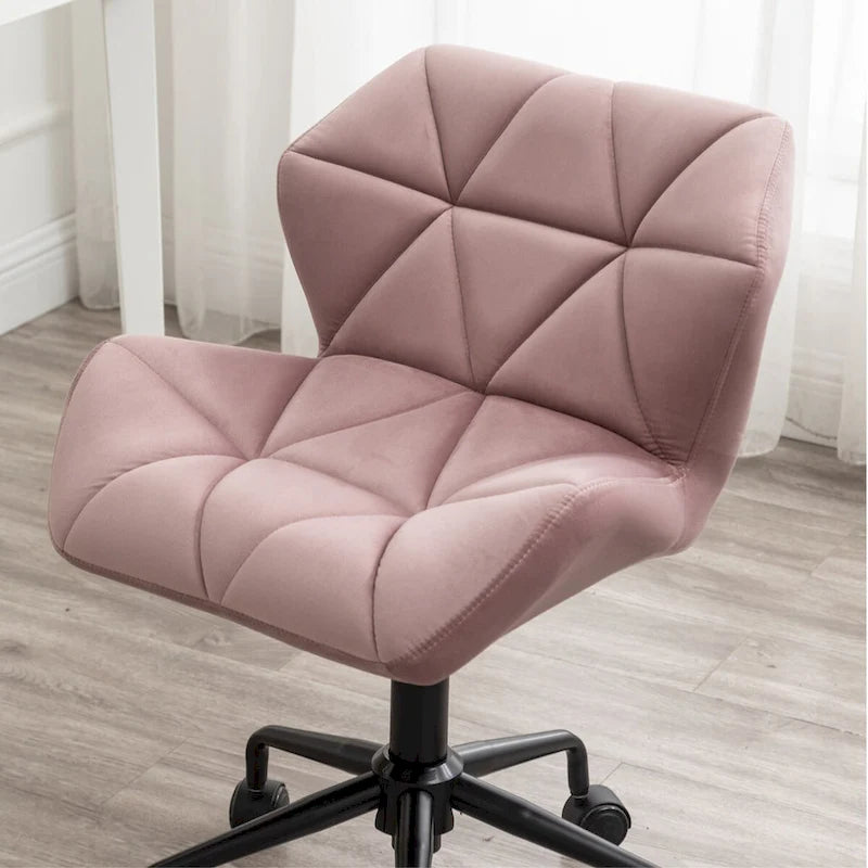 Chaise de bureau pivotante en velours capitonné avec hauteur réglable