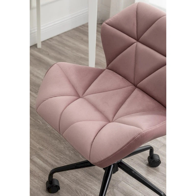 Chaise de bureau pivotante en velours capitonné avec hauteur réglable