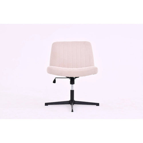 Chaise de bureau pivotante sans accoudoirs, siège large rembourré, sans roulettes, réglable en hauteur, piètement en croix, beige