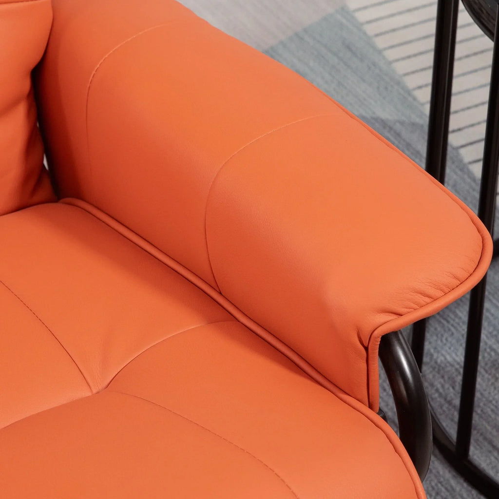 Fauteuil inclinable HomCom en similicuir avec base pivotante manuelle réglable et repose-pieds confortable et relaxant